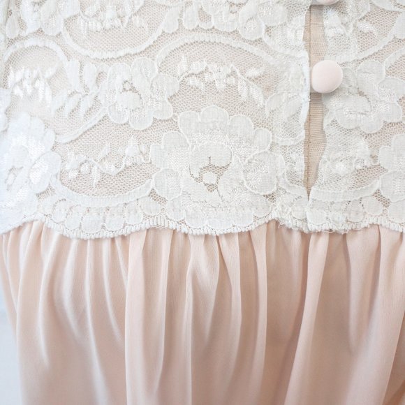 Vintage S Boho Lace Nightgown Maxi Dress Pink - Picture 8 of 12